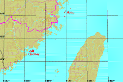 Location of Matsu and Quemoy islands