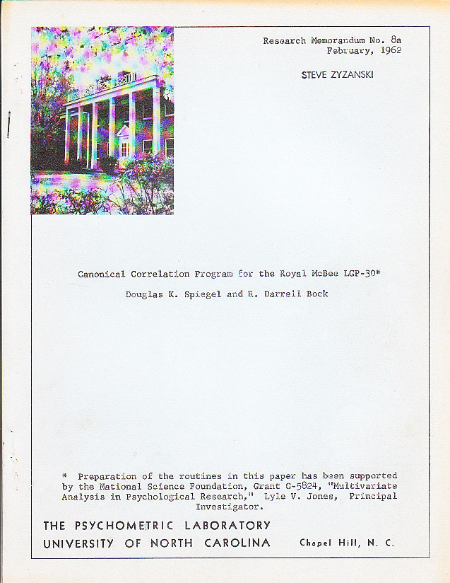 Canonical Correlation Program for the LGP-30