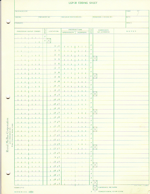 LGP-30 Coding Sheets