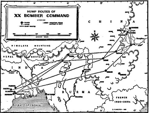 Map: Hump Routes of XX Bomber Command