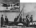 Figure 225. Two views of Model 89 (1929) 150-mm gun in action