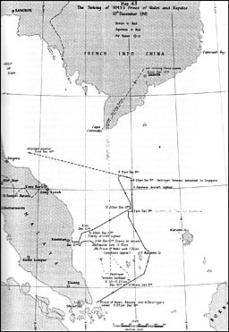 Map 43: The Sinking of HMS's <i>Prince of Wales</i> and <i>Repulse</i>, 10th December 1941
