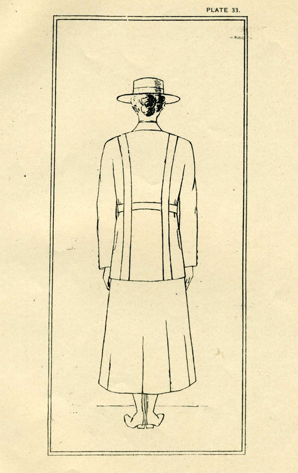 Drawing of female reservist in uniform (back)