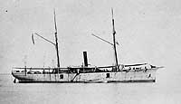 Photo # NH 53512:  USS Hendrick Hudson at anchor, during the Civil War