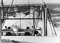 Photo # NH 57639:  USS Argonne in heavy seas.