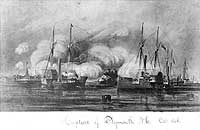 Photo # NH 58943:  USS Tacony and other ships engaging Confederates at Plymouth, N.C., 31 October 1864.