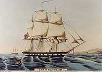 Photo # NH 66524-KN:  USS Vincennes.  Lithograph by N. Currier, 1845