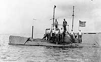 Photo # NH 84663:  USS A-2 (ex-Adder) in Philippine waters with her crew on deck, prior to World War I
