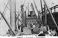 Photo # NH 104786:  Deck view on USS Walter A. Luckenbach, 1919, looking aft from the ship's bow
