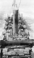 Photo #  NH 107040:  Looking aft on USS Minnesotan, 1919.