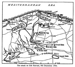 Map: The attack on Sidi Barrani, 9th December 1940.