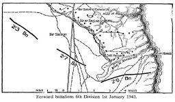 Map: Forward battalions 6th Division, 1st January 1941