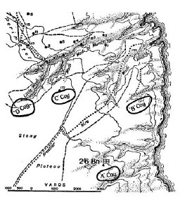 Map: Forward companies of the 2/6th Battalion, 1st-2nd January 1941