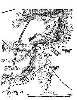 Map: The 2/5th Battalion at the Wadi Scemmas, 3rd January 