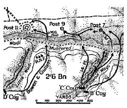 Map: The 2/6th Battalion in the Wadi Muatered