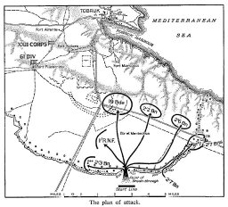 Map: The plan of attack at Tobruk