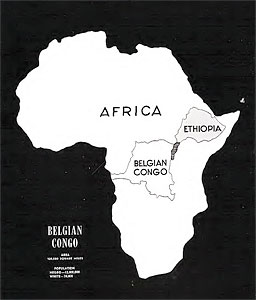 Map of Africa, showing Ethiopia and Belgian Congo