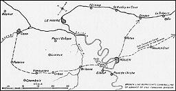 Map: Pursuit to Dieppe