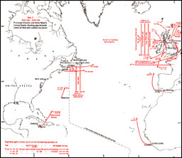 Map 9. Principal Atlantic and Home Waters Convoy Routes