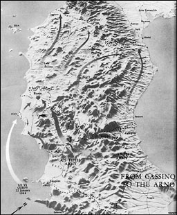 Map: From Cassino to the Arno