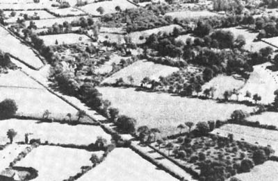 An aerial view of typical hedgerow terrain in Normandy
