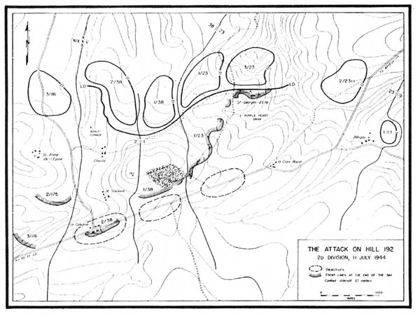 Map 3. The attack on Hill 192, 11 July 1944