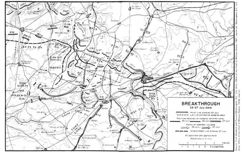 Map 4. Breakthrough, 25--27 July 1944