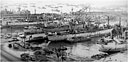 VIEWS OF THE HARBOR AT MANILA showing the congested docking area and amount of shipping