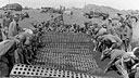 STEEL MATTING BEING LAID on the beach at Iwo Jima to facilitate the unloading of heavy equipment