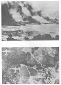 HOLLANDIA AIRFIELD DURING AN AIR ATTACK PRECEDING OUR LANDING ON APRIL 22, 1944