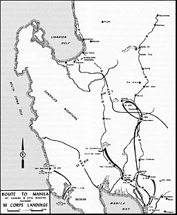 Map 20: Route to Manila; XI Corps Landings