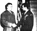 Hero of the Haute Savoie--Major Ortiz receiving his second Navy Cross from Colonel Harry 'the Horse' Liversedge