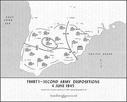 Map 16: Thirty-second Army Dispositions, 4 June 1945