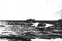 Figure 7. LVT(1)s approaching the beach on a supply run from anchored transports in the background