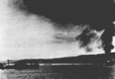 Convoy moving into forward beach during Saipan attack as seen from the Rocky Mount