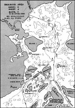 Map; Onaivisi Entrance and approach to Zanana Beach, New Georgia Island