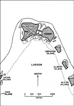 Map: Landing objectives, Northern Kwajalein