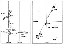 Map: Pacific and Lower Marianas distance charts