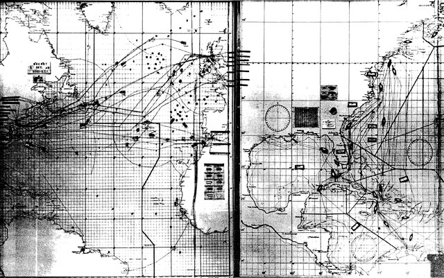 Photo: Convoy Wall Chart--U.S. Coastal Convoys, 5Dec43 (Day after sinking in KN-280)