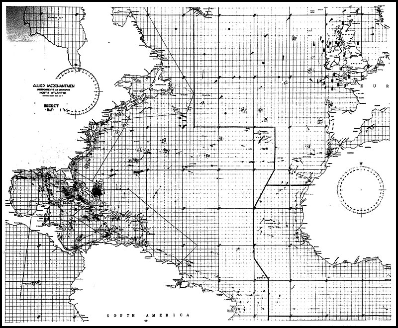 Photo: Merchant Ship Wall Chart, North Atlantic, 1May45
