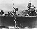 PT 321 picks up a Japanese survivor of the Battle of Surigao Strait