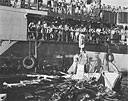 Wreckage of PT 320, victim of a direct bomb hit in Leyte Gulf, November 5, 1944