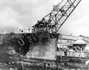 Image: USN NR&L (MOD) 39739 Damage to bow of Pennsylvania in Drydock Number One