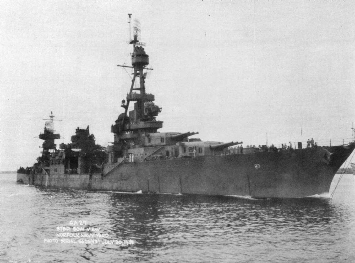 U. S. S. CHESTER (CA27) TORPEDO DAMAGE 20 OCTOBER, 1942 SOLOMON