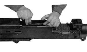 Holding the swith against the receiver.
