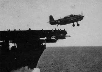 TBF lifting off the flight deck.