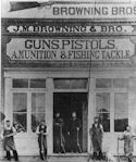 The First Shop and Arms Factory. John and Matt Browning are Shown in the Doorway