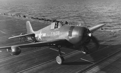 F6F-3N preparing for takeoff
