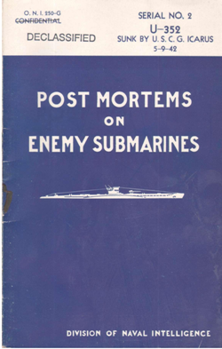 Post Mortems on Enemy Submarines, Serial No. 2, U-352 Sunk by U.S.C.G Icarus 5-9-42, cover.