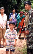 Burmese villagers on forced march